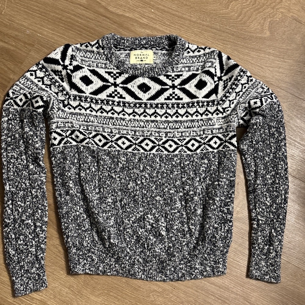 The Normal Brand Koda Jacquard Sweater - Black-White  Women's Size Medium Cotton